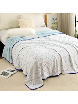 Story@Home - Floral Double Dohar for Ac Room (Cotton, Light Blue)