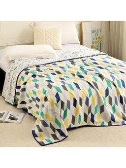 Story@Home - Printed Double Dohar for Ac Room (Cotton, Light Blue, White)