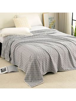 Story@Home - Printed Double Ac Blanket (Cotton, Light Grey)