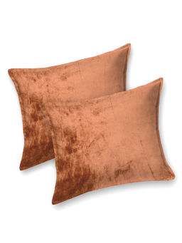 JAIPUR FABRIC - Rich Rust Soft Velvet Finish Double Bedsheet With Matching Pillow Covers (Queen)