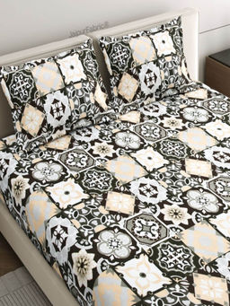 JAIPUR FABRIC - Classic Tile Symphony Super Soft Velvet Double Bedsheet With 2 Pillow Covers (Queen)