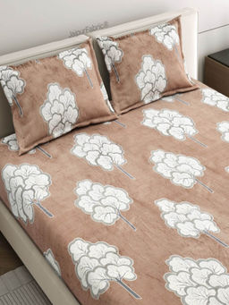 JAIPUR FABRIC - Bliss Earthy Tones Super Soft Velvet Double Bedsheet With 2 Pillow Covers (Queen)