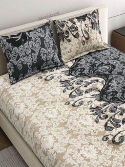 JAIPUR FABRIC - Intricate Floral Motifs Super Soft Velvet Double Bedsheet With 2 Pillow Covers (Queen)