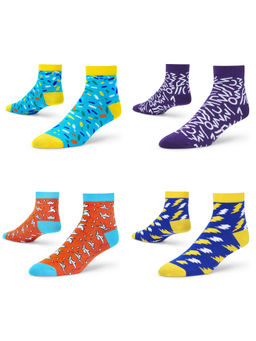 Dynamocks - Men & Women Ankle Length Socks - Free Size - Pack of 4 Pairs