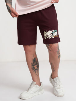 HIGHLANDER - Men Disney Donald Duck Maroon Relaxed Fit Shorts