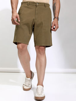 HIGHLANDER - Men Brown Relaxed Mid Thigh Length Shorts