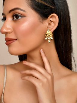 Silvermerc Designs - Gold Plated Handcrafted Kundan and Pearl Stud Earrings for Women