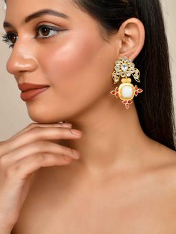 Silvermerc Designs - Gold Plated Small Kundan Drop Earrings for Women