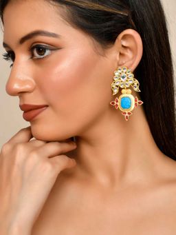 Silvermerc Designs - Gold Plated Kundan Drop Earrings for Women