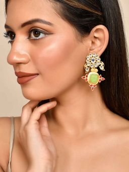 Silvermerc Designs - Gold Plated Kundan Floral Drop Earrings for Women