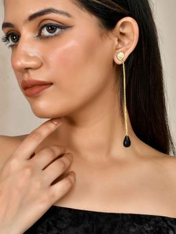 Silvermerc Designs - Gold Plated Designer Long Chain Dangler Earrings for Women
