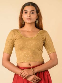 BINDIGASM'S ADVI - Chamkila Zari Embroidered Readymade Gold Stitched Blouse
