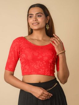 BINDIGASM'S ADVI - Basic Glitter Choksi Stretchable Readymade Red Stitched Blouse
