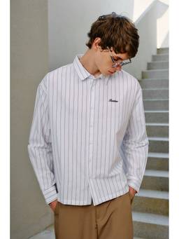 Bonkers Corner - Frost Pinstrip Full Sleeve Men's White Shirt