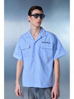 Bonkers Corner - Handcrafted Legacy Oversized Men's Blue Shirt