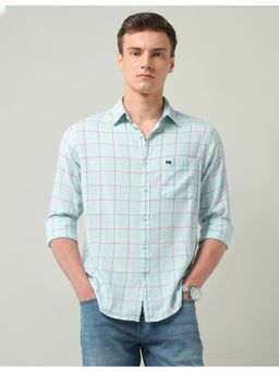 AD By Arvind - Windowpane Checked Regular Fit Green Shirt