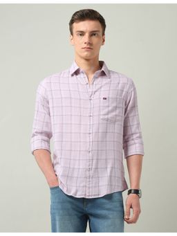 AD By Arvind - Windowpane Checked Regular Fit Lavender Shirt