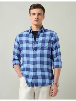 AD By Arvind - Plaid Checked Regular Fit Blue Shirt