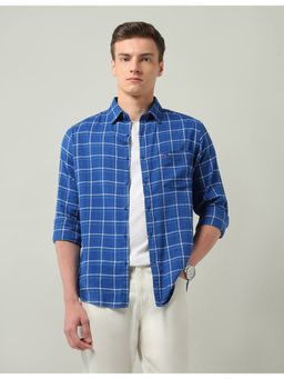 AD By Arvind - Windowpane Checked Regular Fit Indigo Shirt