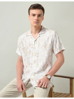 AD By Arvind - Abstract Printed Regular Fit Beige Shirt