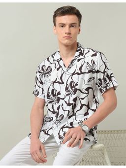 AD By Arvind - Floral Printed Regular Fit White Shirt