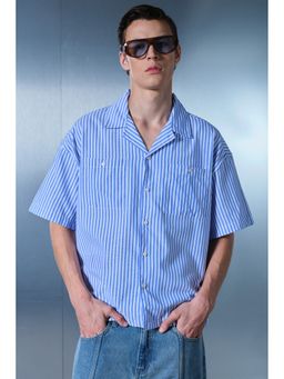 Bonkers Corner - Striker Boxy Fit Oversized Men's Blue Shirt
