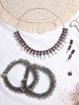 Teejh - by Joker and Witch Anuragini Silver Oxidised Jewelry Gift Set