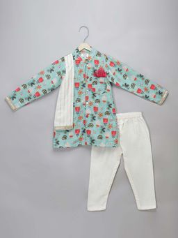 The Little Tales - Green Bee Printed Kurta & Pyjama (Set of 2)