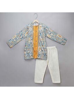 The Little Tales - Blue Parrot Printed Kurta & Pyjama (Set of 2)