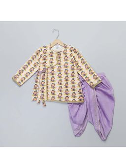 The Little Tales - Ganesh Print Kurta & Purple Dhoti (Set of 2)