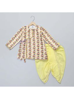 The Little Tales - Ganpati Print Kurta & Yellow Dhoti (Set of 2)