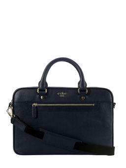 Eske - Navy Blue Braun Genuine Leather 13 Inch Laptop Bag