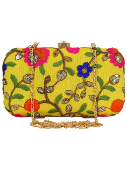 Anekaant - Ethnique Embroidered Party Clutch Bag Yellow & Multi