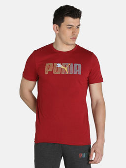 Puma - Mens Graphic Tee V Men Red T-shirt
