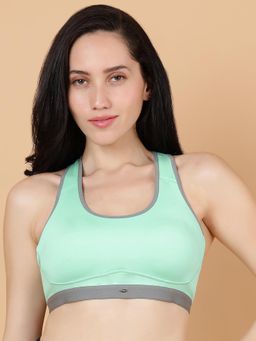 SOIE - Womens Blue Padded Non Wired Full Coverage Sports Bra