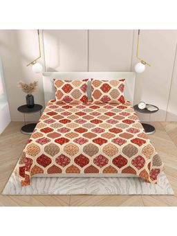 Indra's - Viscose Cotton Double Size Bedsheet With 2 Pillow Covers Cream