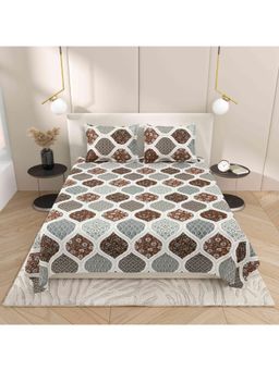 Indra's - Viscose Cotton Double Size Bedsheet With 2 Pillow Covers Multi-Color