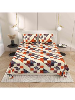 Indra's - Viscose Cotton Double Size Bedsheet With 2 Pillow Covers Orange