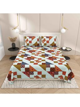 Indra's - Viscose Cotton Double Size Bedsheet With 2 Pillow Covers Blue