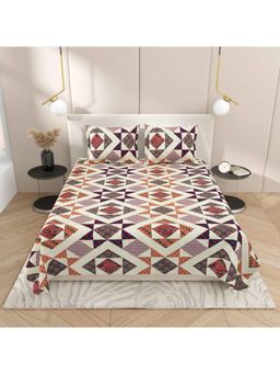 Indra's - Viscose Cotton Double Size Bedsheet With 2 Pillow Covers Multi-Color