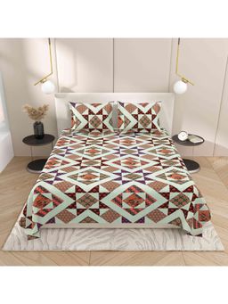 Indra's - Viscose Cotton Double Size Bedsheet With 2 Pillow Covers Orange