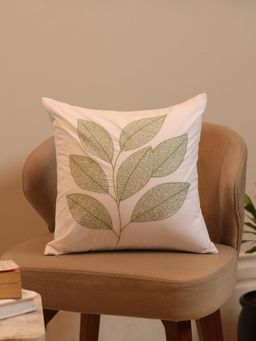 Crown of Poppies - Leaf To Rain Story Cushion White (16x16 Inches)