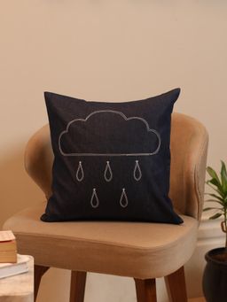 Crown of Poppies - Leaf To Rain Story Cushion Blue (16x16 Inches)