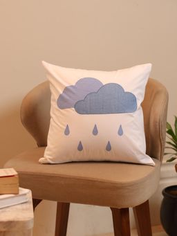 Crown of Poppies - Cloud Motifs Story Cushion White (16x16 Inches)