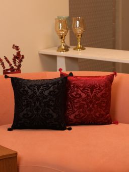 Crown of Poppies - Luxe Royale Cushion Cover Set- Pack Of 2 Multi-Color (Pack of 2) (16x16 Inches)