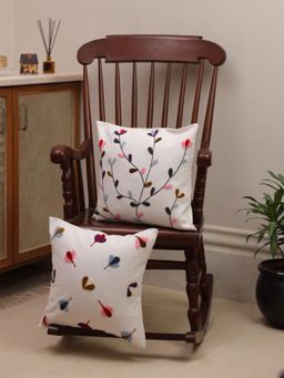 Crown of Poppies - Blooming Petals Embroidered Cushion Cover Multi-Color (Pack of 2) (16x16 Inches)