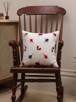 Crown of Poppies - Blooming Petals Embroidered Cushion Cover Multi-Color (16x16 Inches)