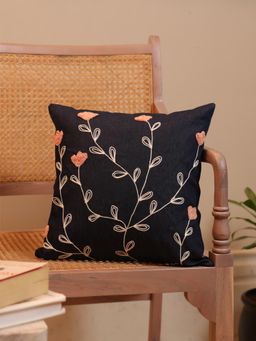 Crown of Poppies - Garden Fiesta Embroidered Cushion Cover Multi-Color (16x16 Inches)