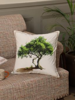 Crown of Poppies - Tropical Grove Cushion Cover Off-White (16x16 Inches)