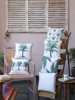 Crown of Poppies - Palm Serenity Cushion Cover White (Pack of 6) (16x16 Inches)